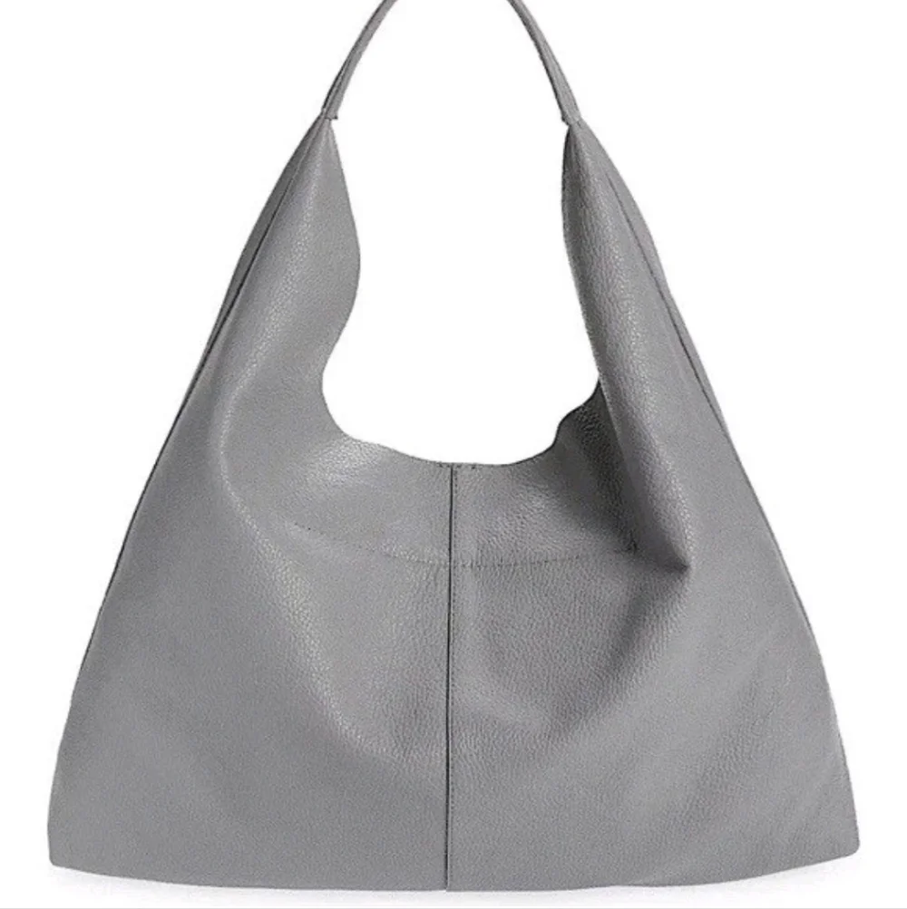 NWT Kurt Geiger Violet Light Gray Pebbled Soft Oversized Leather Tote